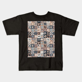 European Tile  - Retro Geometric Wobbly Square Grid Pattern Kids T-Shirt